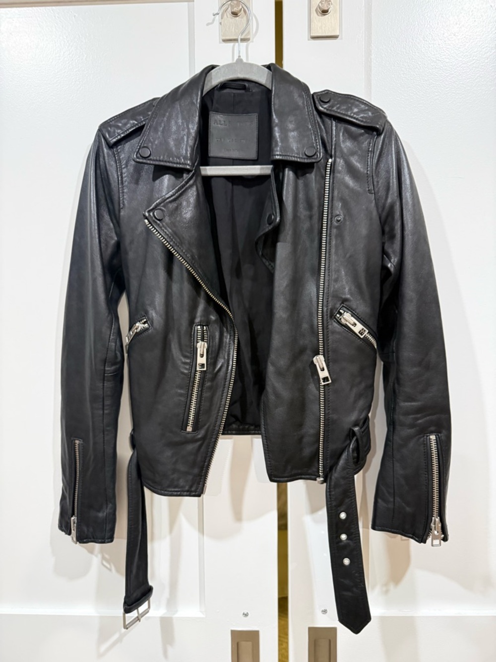All Saints Black Leather Moto Jacket